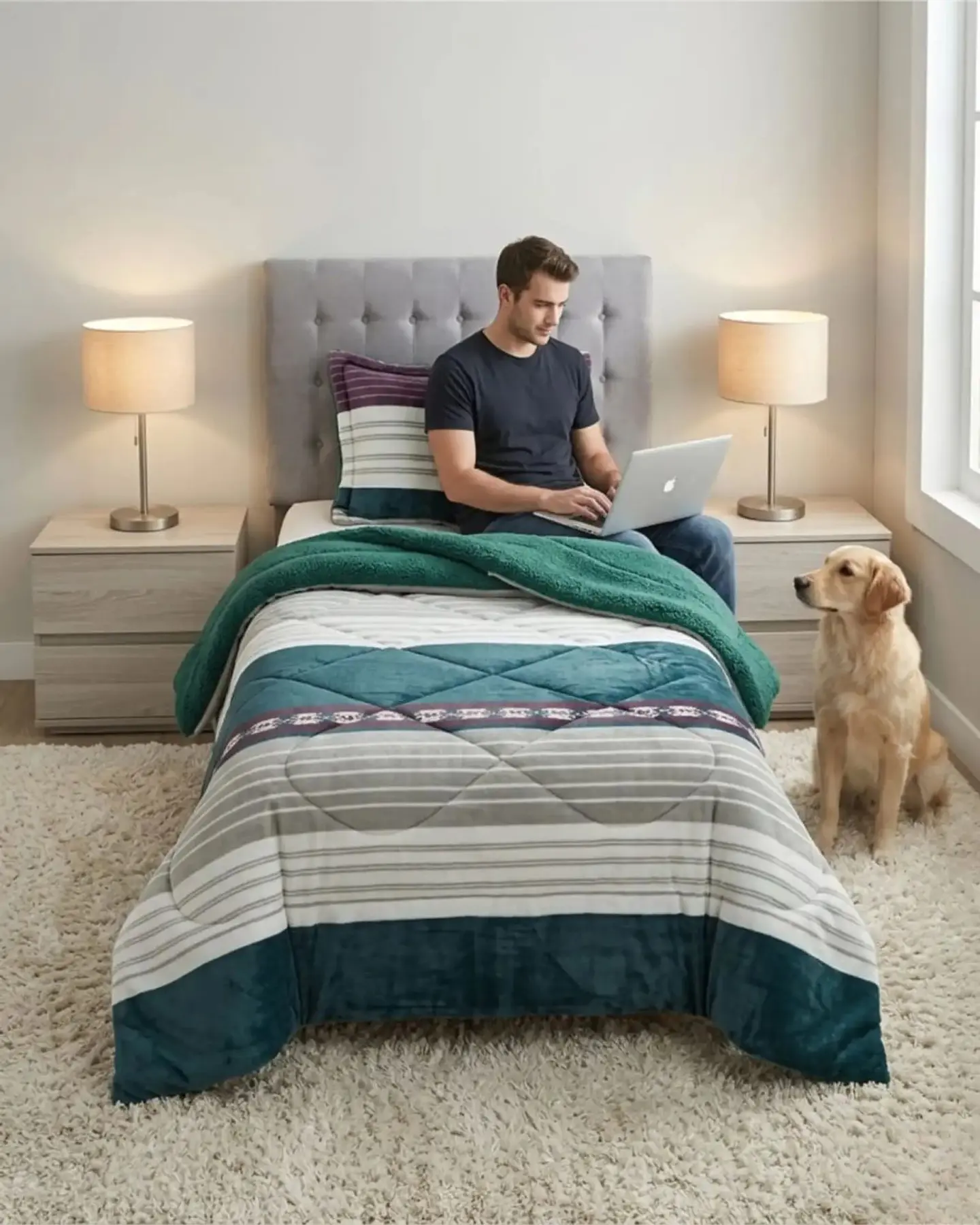 Cubrecama Plush con Chiporro Plaza y Media Diseño Premium 3