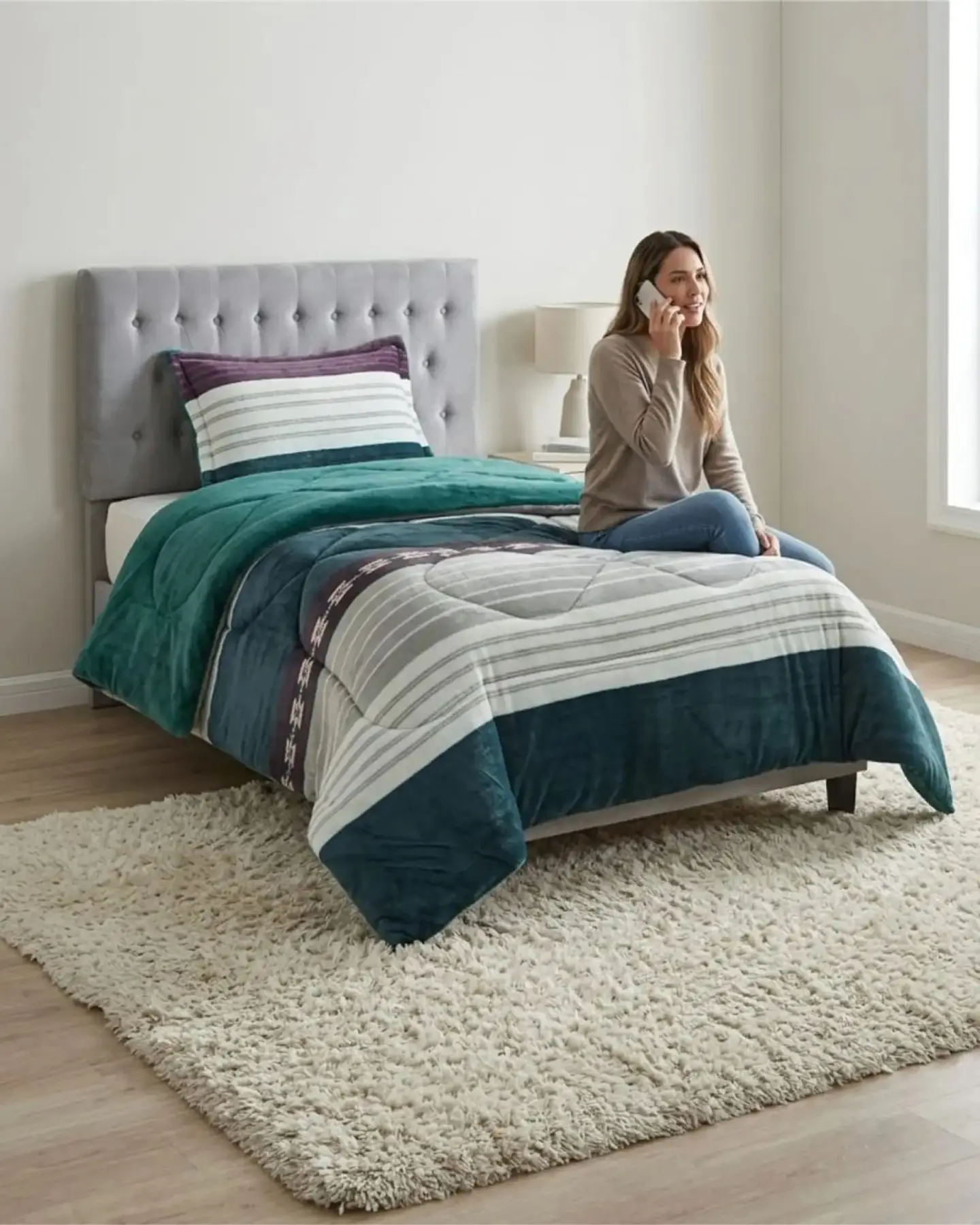 Cubrecama Plush con Chiporro Plaza y Media Diseño Premium 4