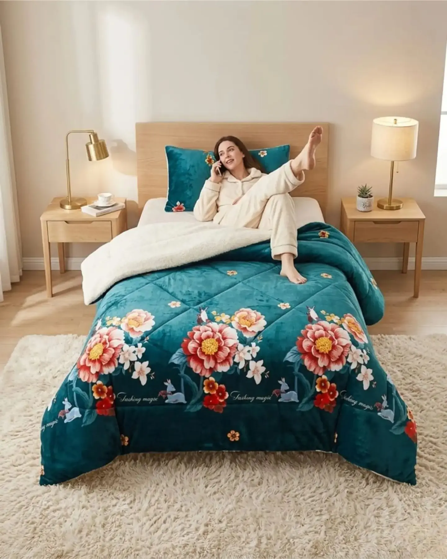 Cubrecama Plush con Chiporro Plaza y Media Diseño Premium 1