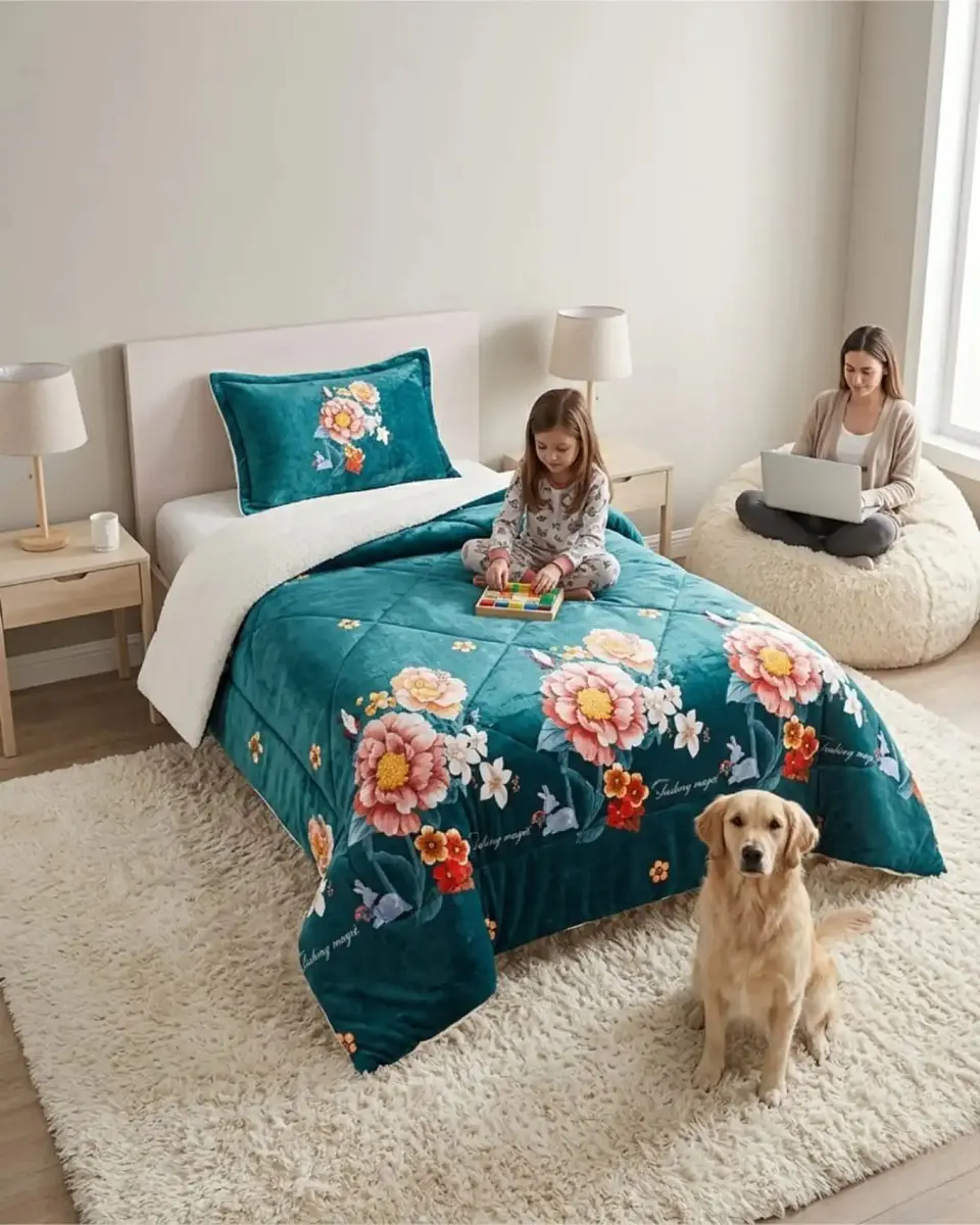 Cubrecama Plush con Chiporro Plaza y Media Diseño Premium 2