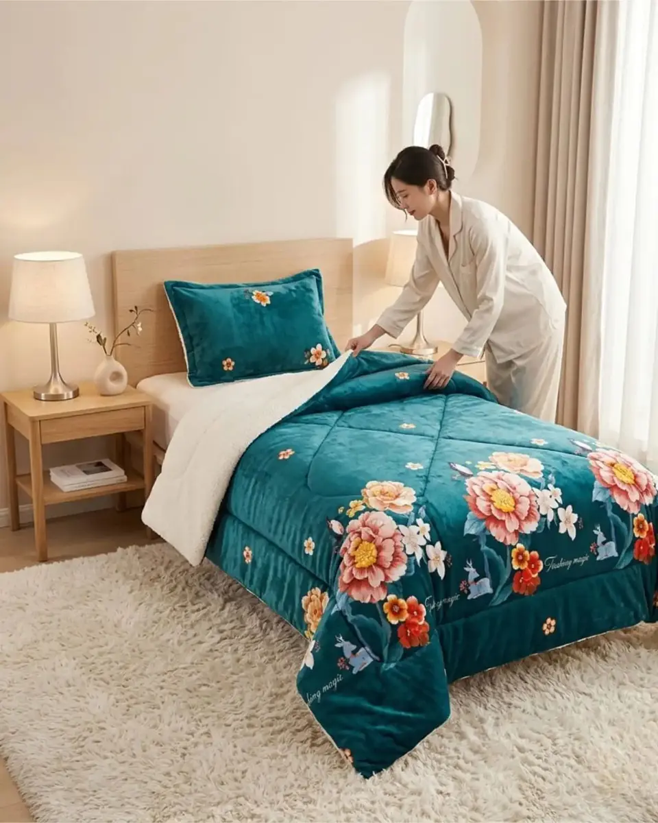 Cubrecama Plush con Chiporro Plaza y Media Diseño Premium 4