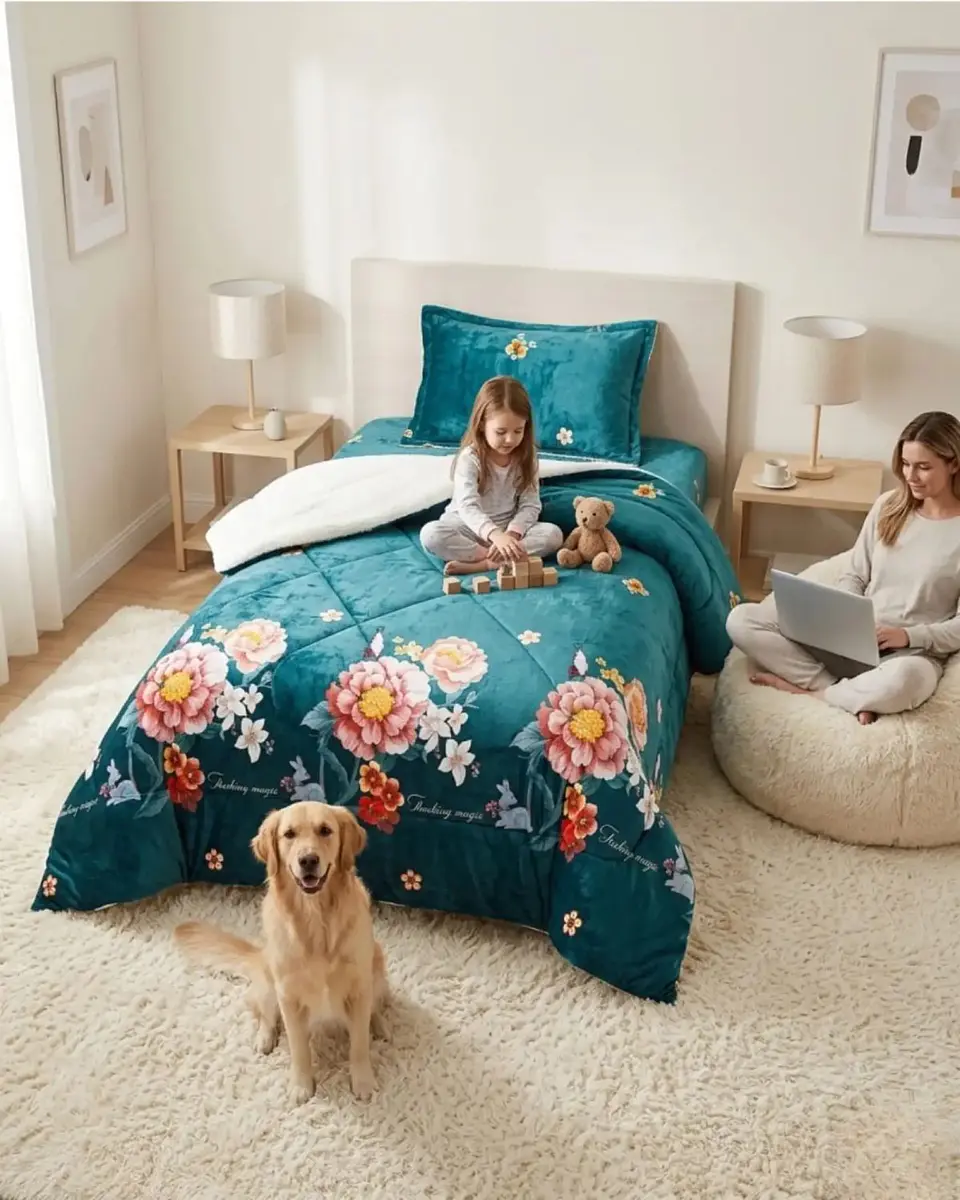 Cubrecama Plush con Chiporro Plaza y Media Diseño Premium 5