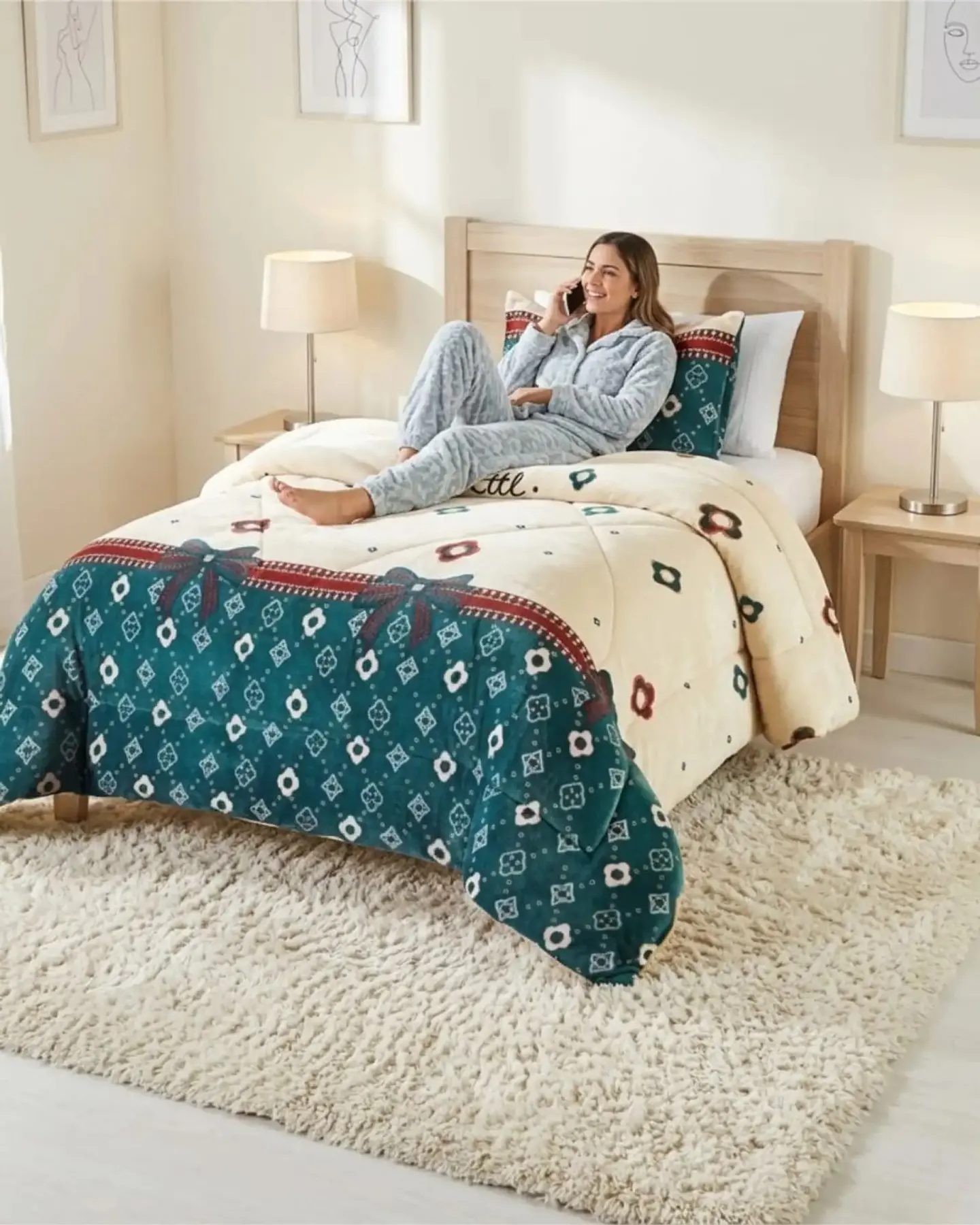 Cubrecama Plush con Chiporro Plaza y Media Diseño Premium 2