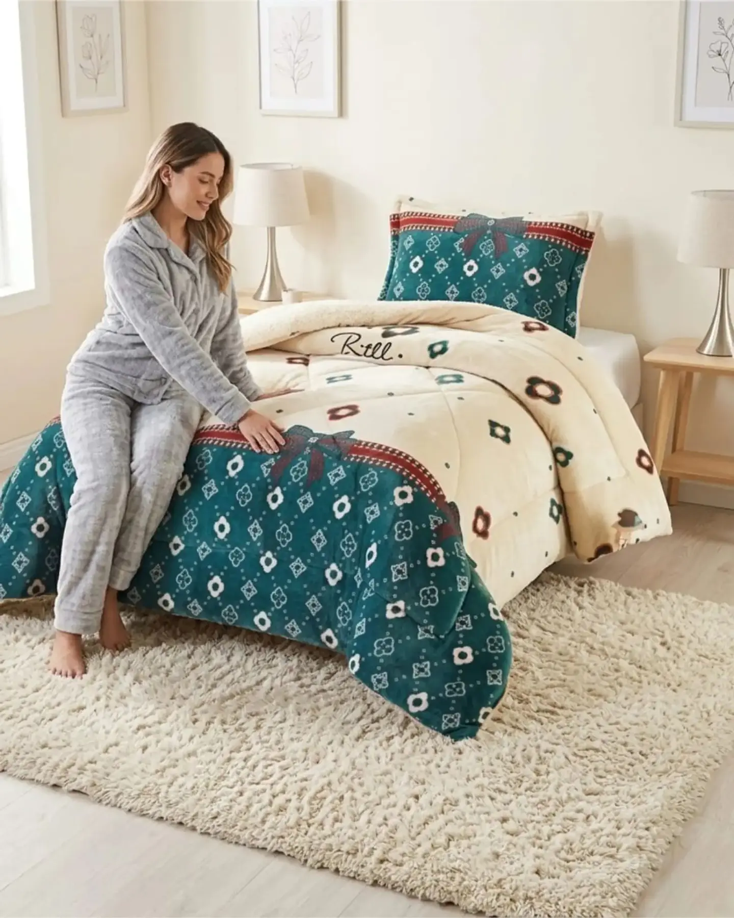 Cubrecama Plush con Chiporro Plaza y Media Diseño Premium 4