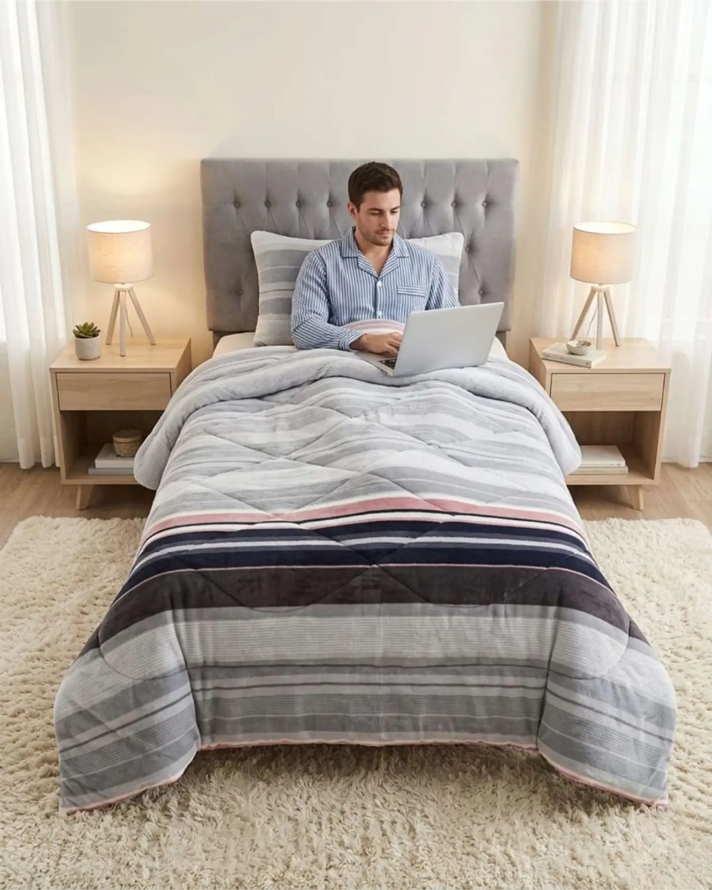 Cubrecama Plush con Chiporro Plaza y Media Diseño Premium 2