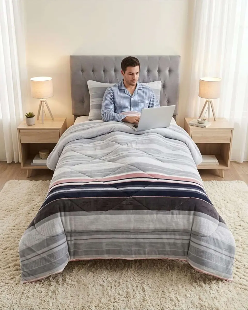 Cubrecama Plush con Chiporro Plaza y Media Diseño Premium 2