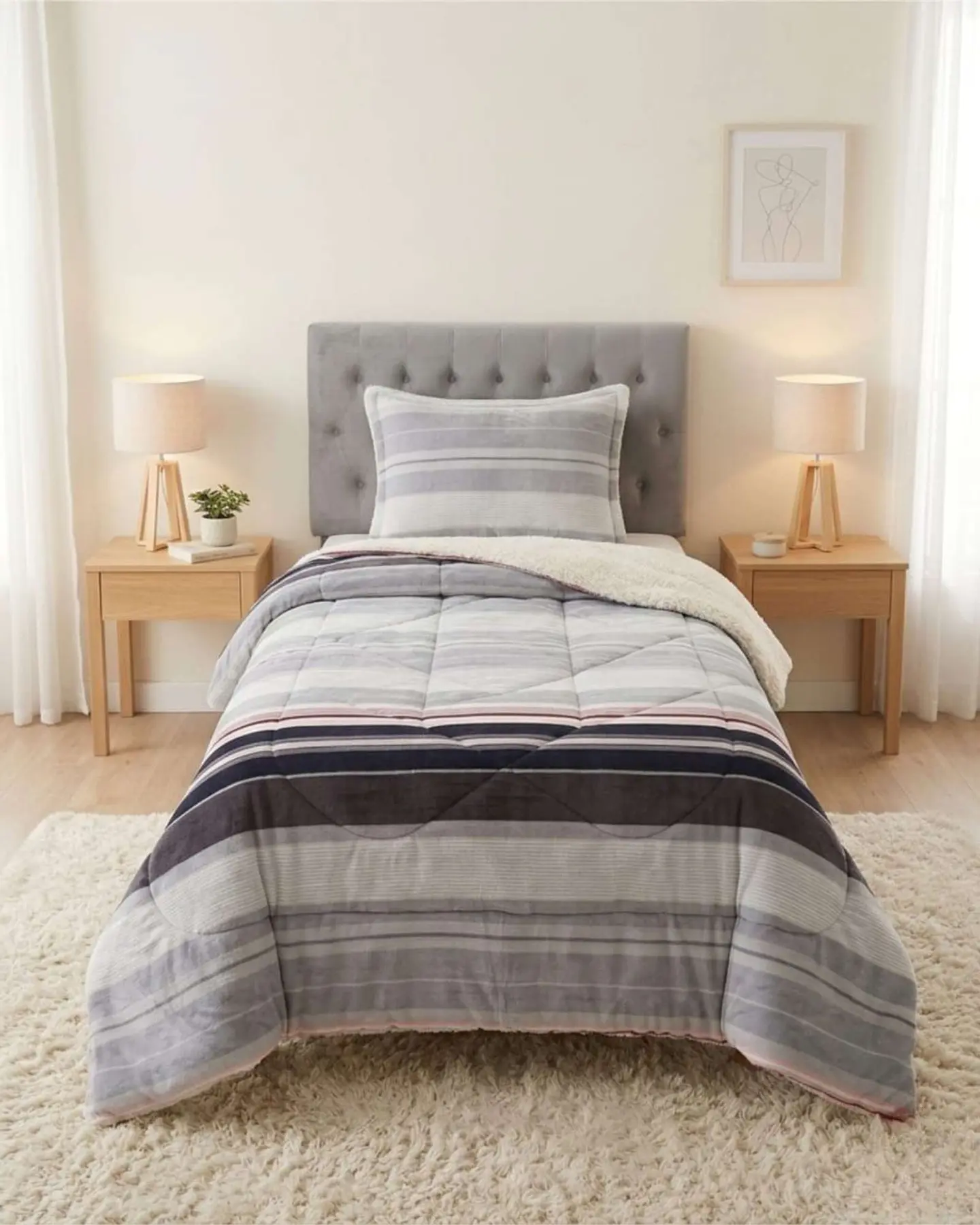 Cubrecama Plush con Chiporro Plaza y Media Diseño Premium 3