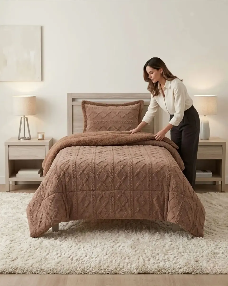 Cubrecama Plush con Chiporro Plaza y Media Diseño Premium 5