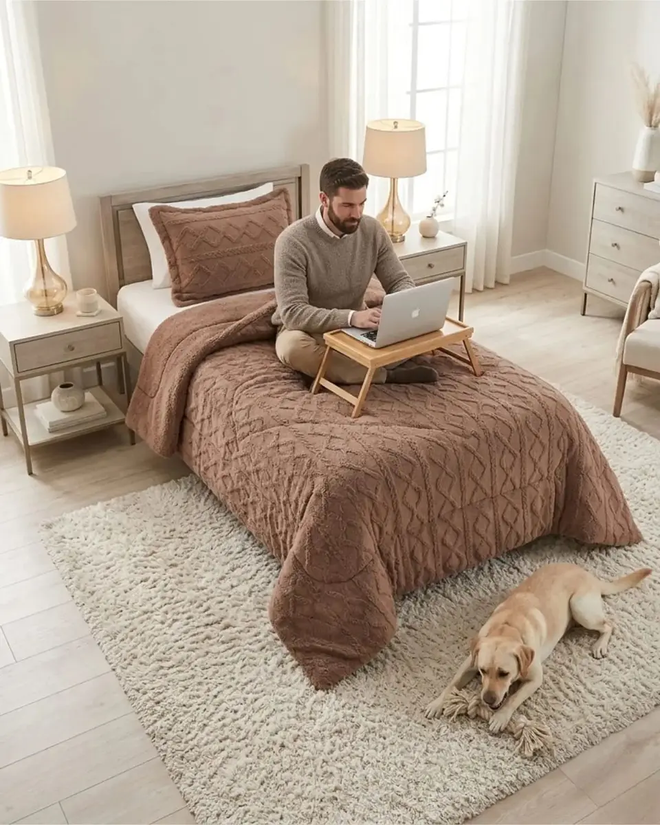 Cubrecama Plush con Chiporro Plaza y Media Diseño Premium 6