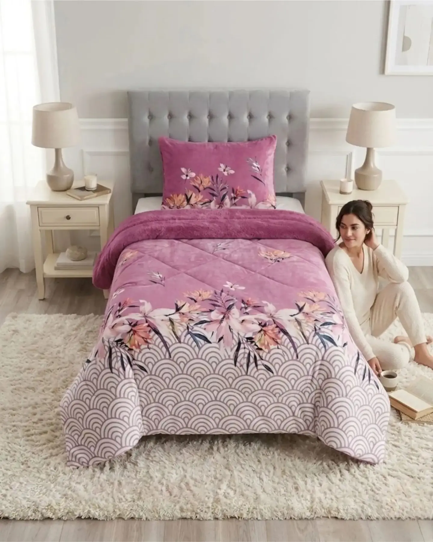 Cubrecama Plush con Chiporro Plaza y Media Diseño Premium 2