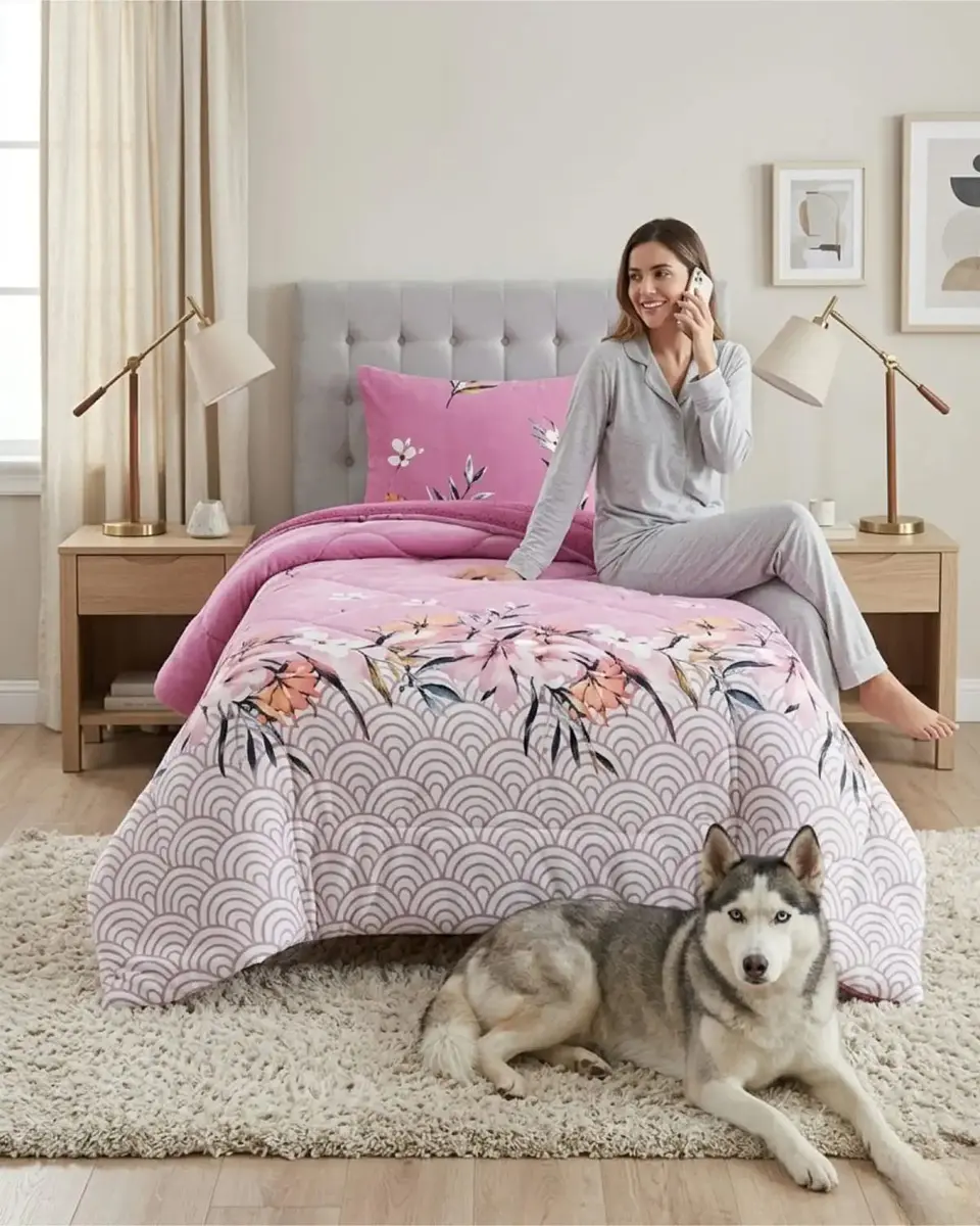 Cubrecama Plush con Chiporro Plaza y Media Diseño Premium 3