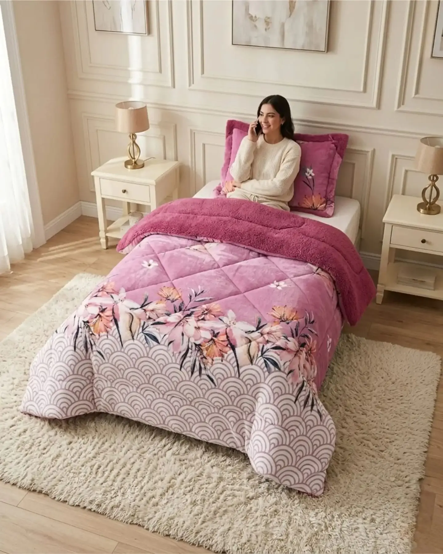 Cubrecama Plush con Chiporro Plaza y Media Diseño Premium 4