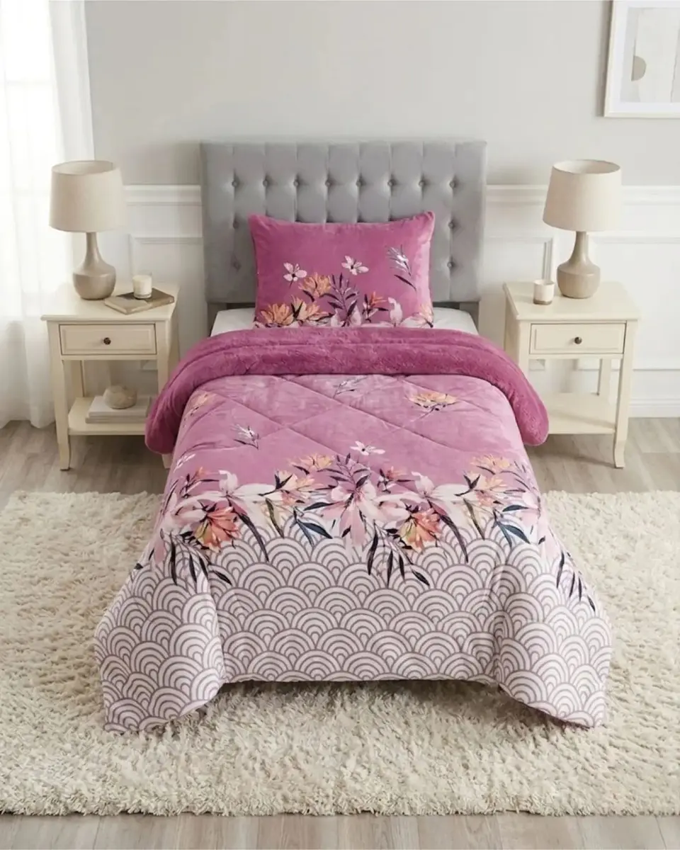 Cubrecama Plush con Chiporro Plaza y Media Diseño Premium 5