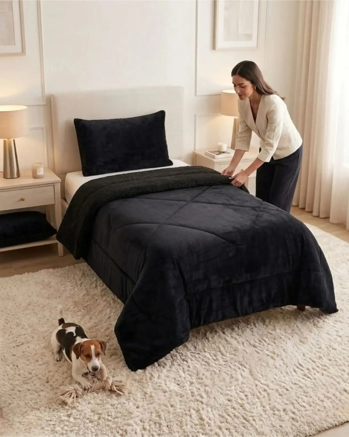 Cubrecama Plush con Chiporro Plaza y Media Diseño Premium 4