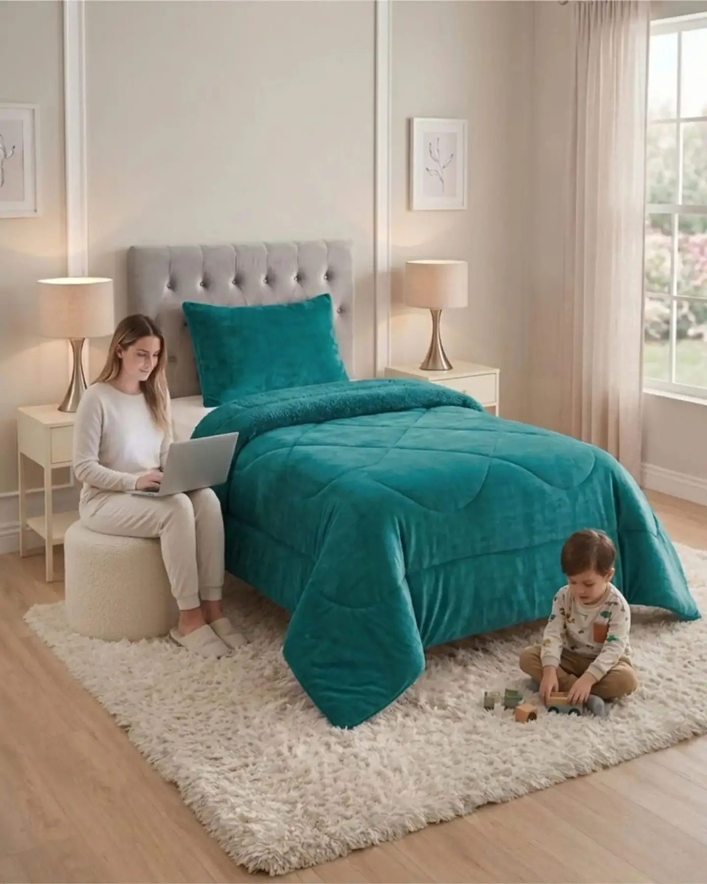 Cubrecama Plush con Chiporro Plaza y Media Diseño Premium 3