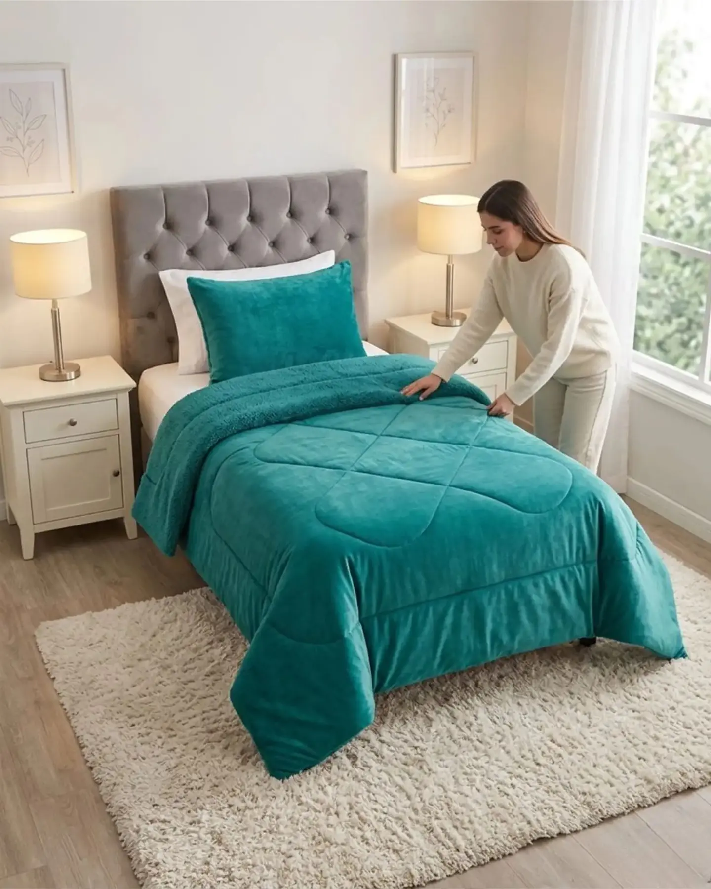Cubrecama Plush con Chiporro Plaza y Media Diseño Premium 6