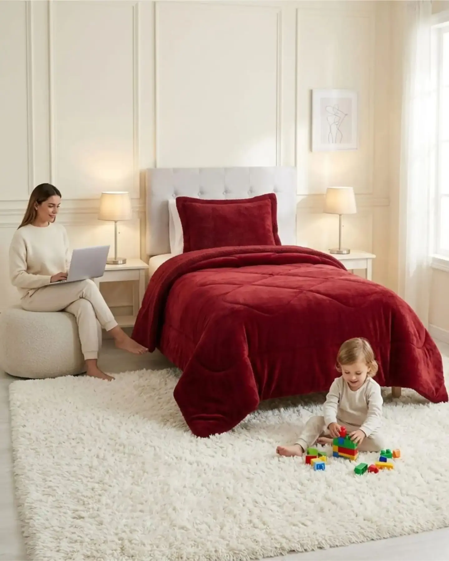Cubrecama Plush con Chiporro Plaza y Media Diseño Premium 1