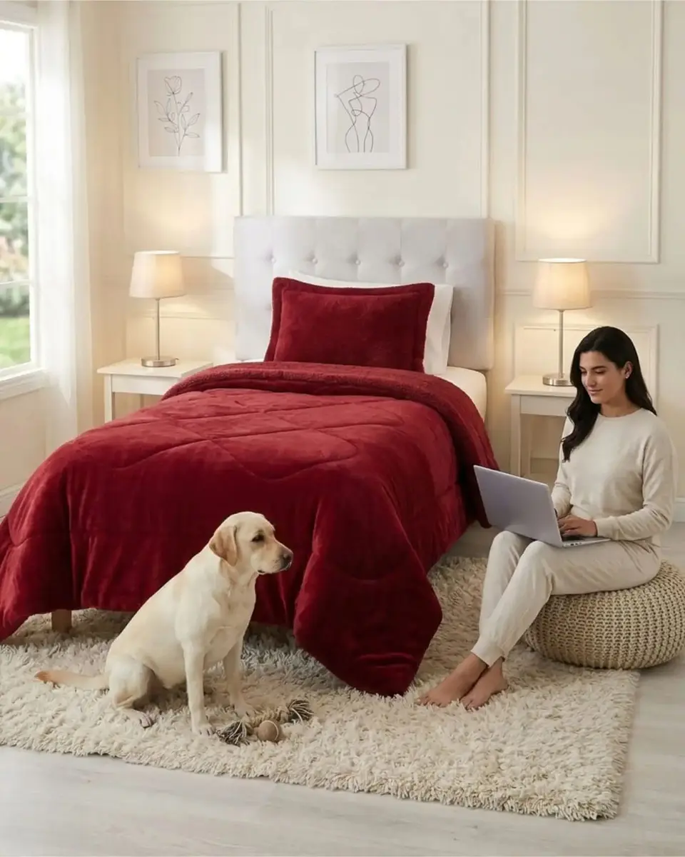 Cubrecama Plush con Chiporro Plaza y Media Diseño Premium 2