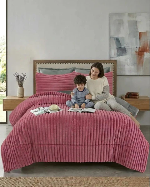 Cubrecama Sherpa 2 Plazas Textura Lineal Invierno