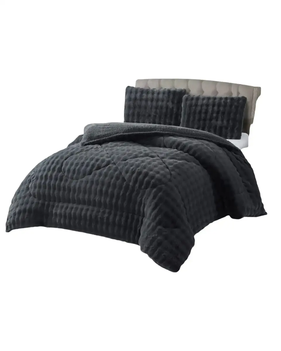 Cubrecamas 2 Plazas De Invierno Textura Piel De Conejo Suave 6