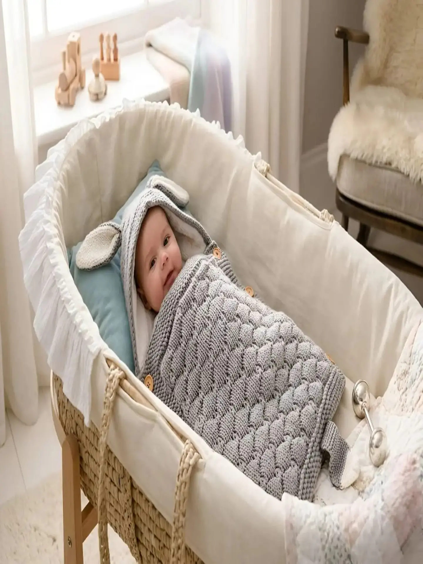 Saco de Dormir para Bebe con Capota y Forro cálido tejido 1