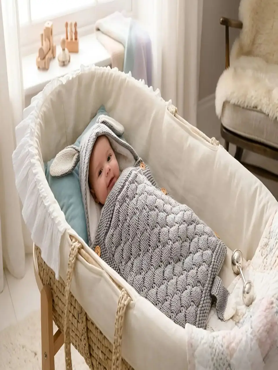 Saco de Dormir para Bebe con Capota y Forro cálido tejido 1
