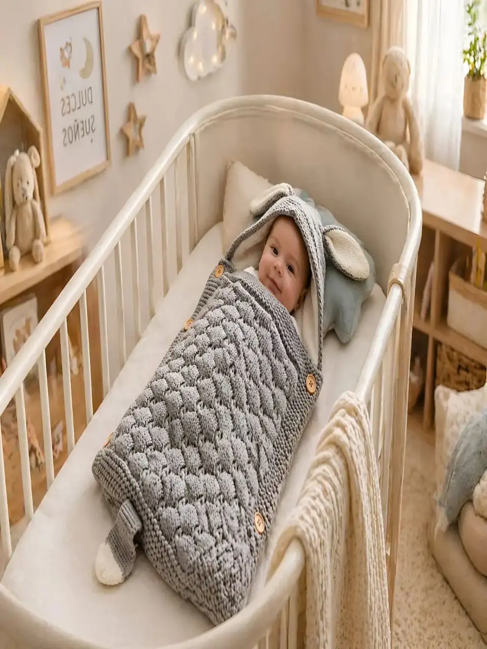 Saco de Dormir para Bebe con Capota y Forro cálido tejido 2
