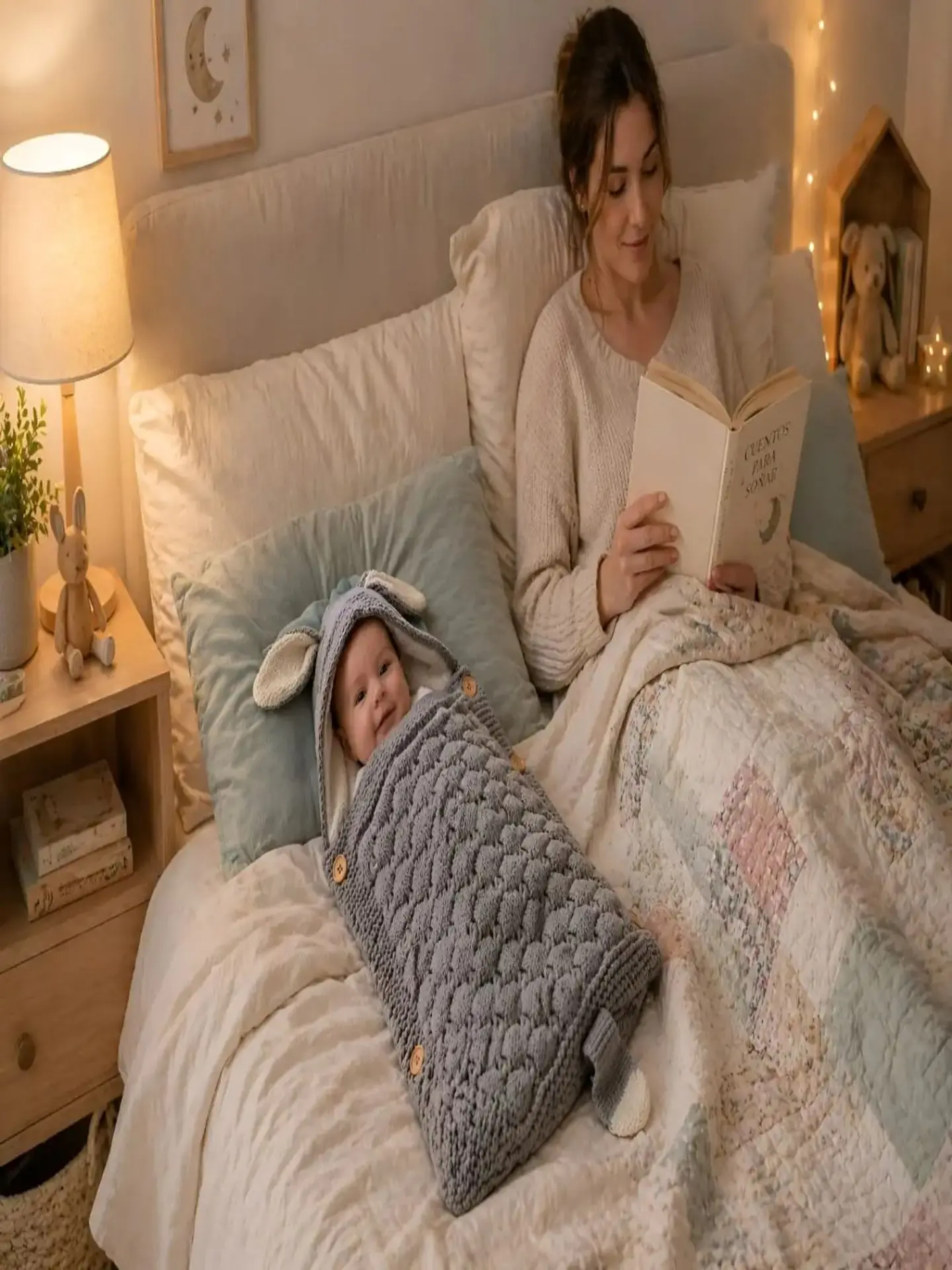 Saco de Dormir para Bebe con Capota y Forro cálido tejido 6