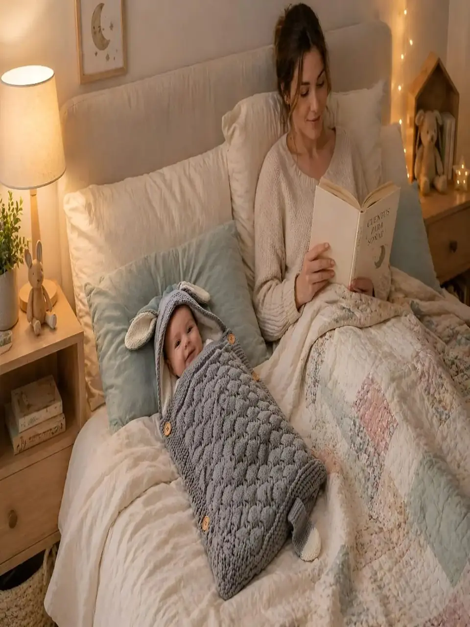 Saco de Dormir para Bebe con Capota y Forro cálido tejido 6