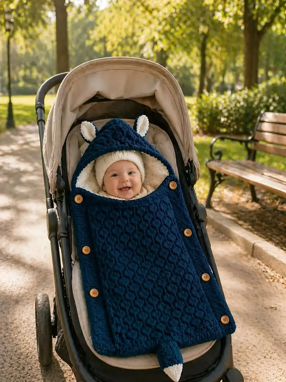 Saco de Dormir para Bebe con Capota y Forro cálido tejido 2