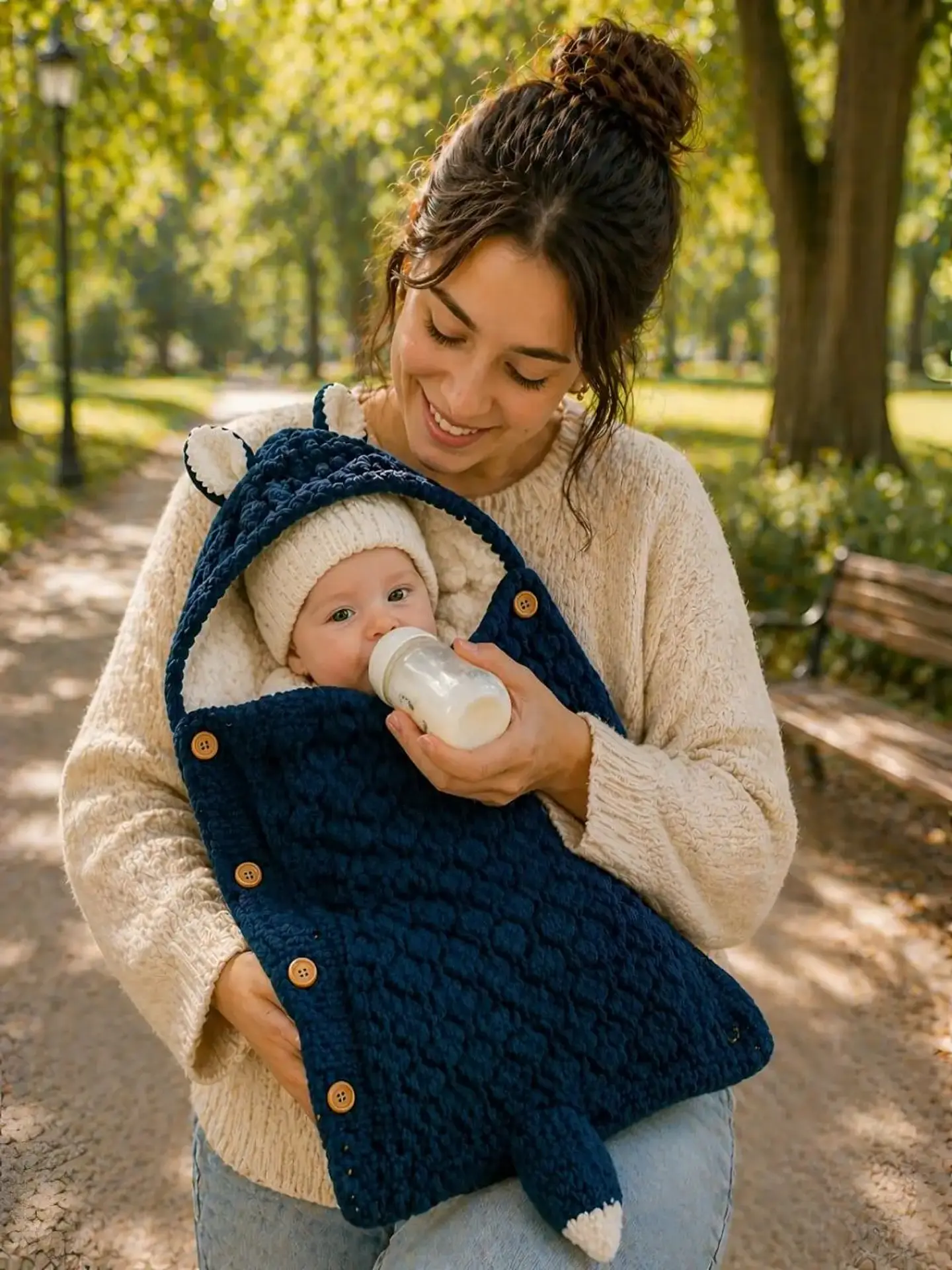 Saco de Dormir para Bebe con Capota y Forro cálido tejido 5