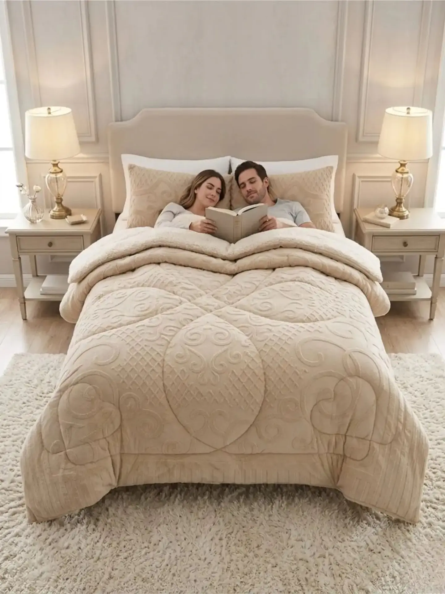 Cubrecama Plumón Jacquard Premium 2 Plazas Invierno Térmico 1