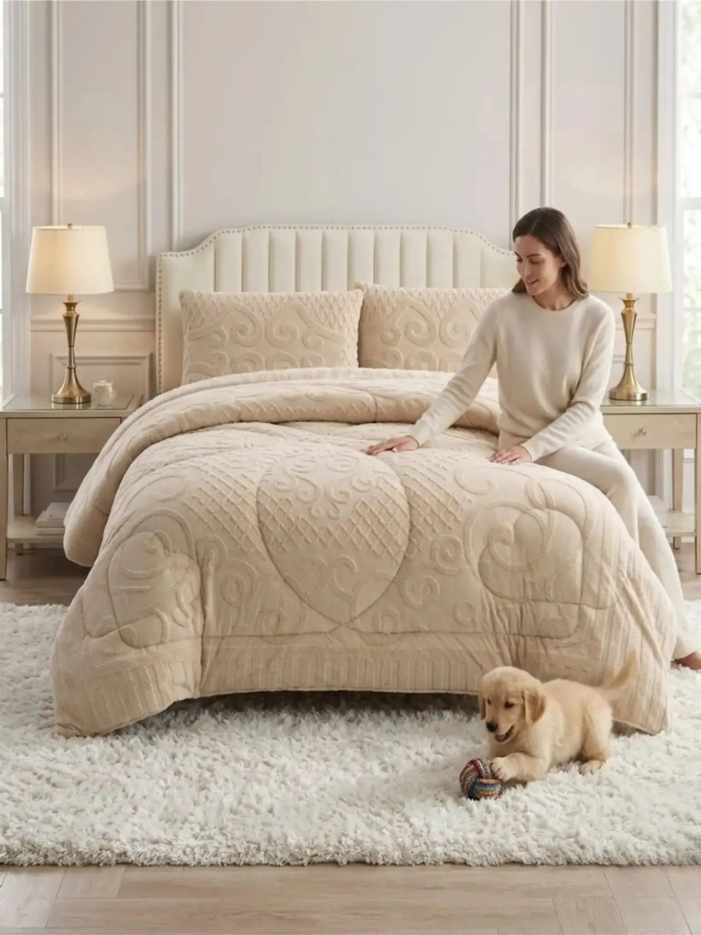 Cubrecama Plumón Jacquard Premium 2 Plazas Invierno Térmico 2
