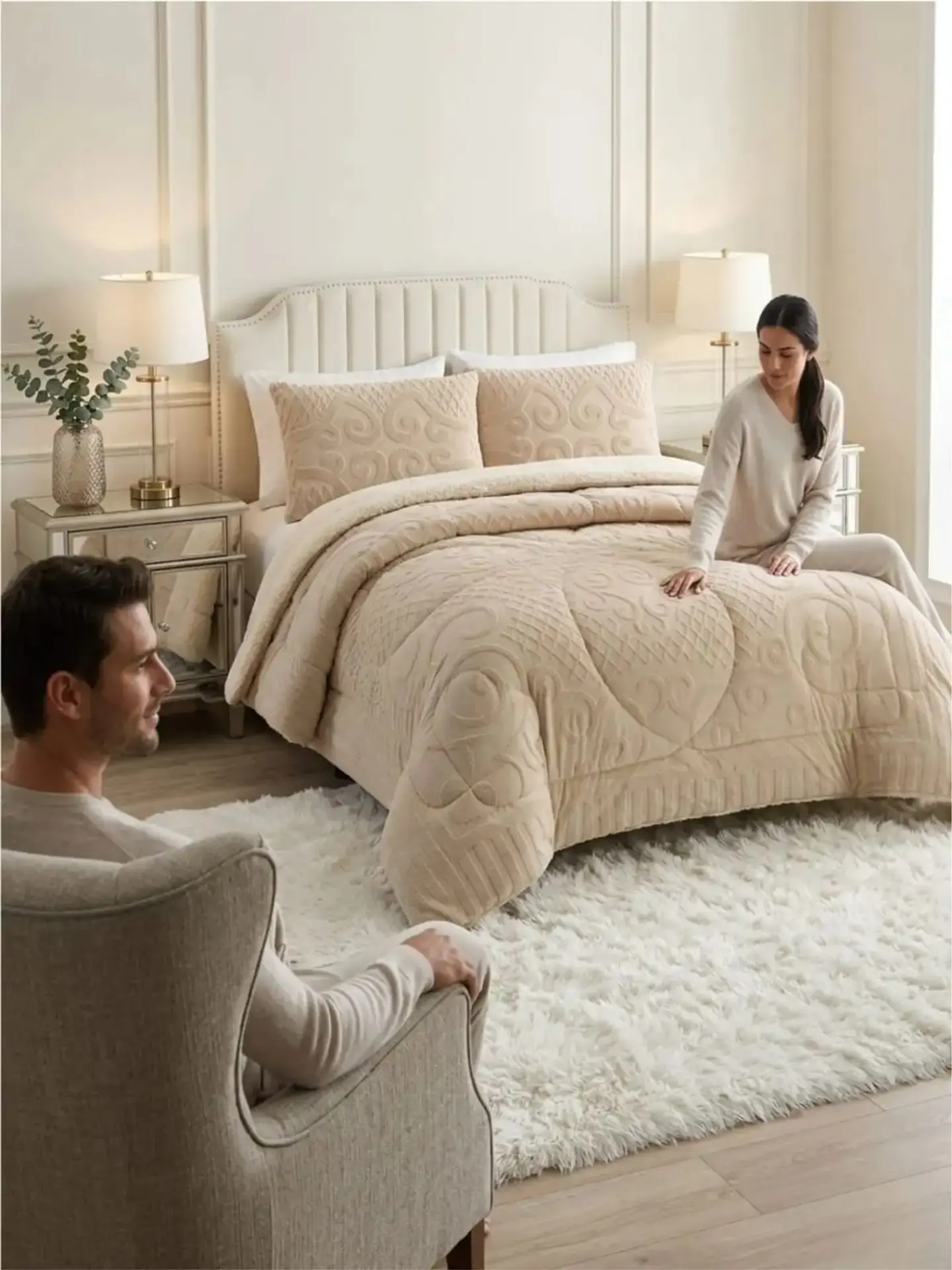 Cubrecama Plumón Jacquard Premium 2 Plazas Invierno Térmico 4