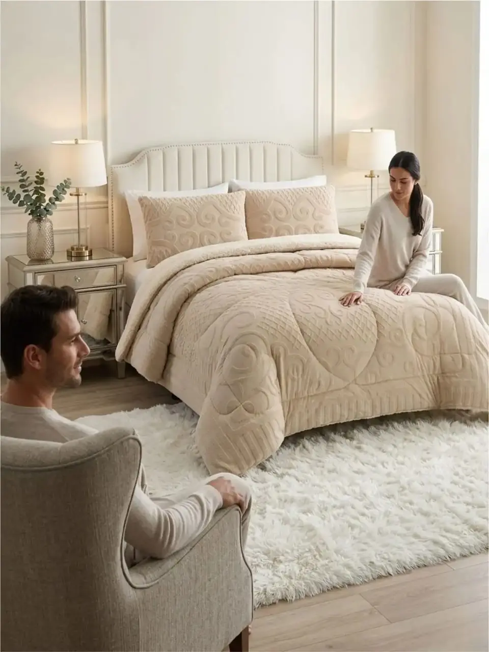 Cubrecama Plumón Jacquard Premium 2 Plazas Invierno Térmico 4