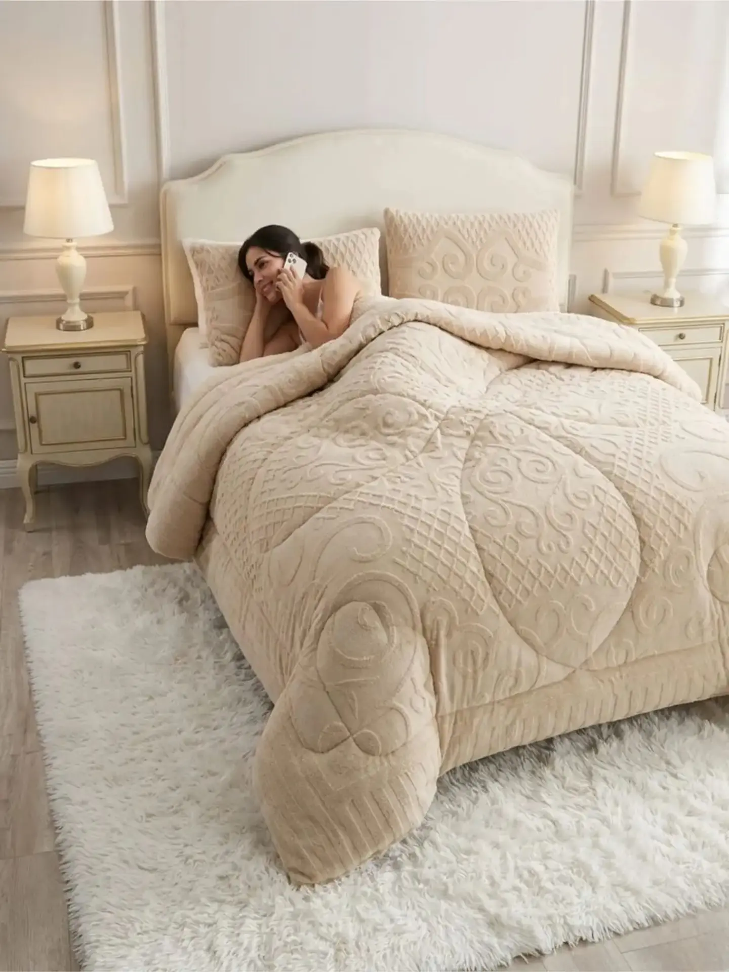 Cubrecama Plumón Jacquard Premium 2 Plazas Invierno Térmico 7
