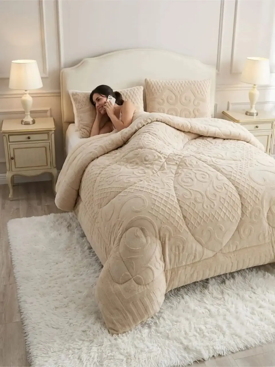 Cubrecama Plumón Jacquard Premium 2 Plazas Invierno Térmico 7