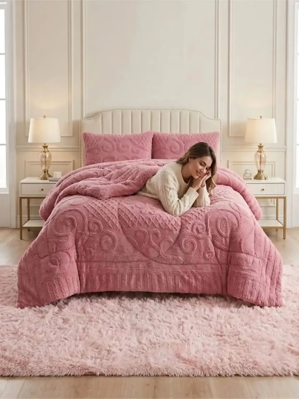 Cubrecama Plumón Jacquard Premium 2 Plazas Invierno Térmico 1