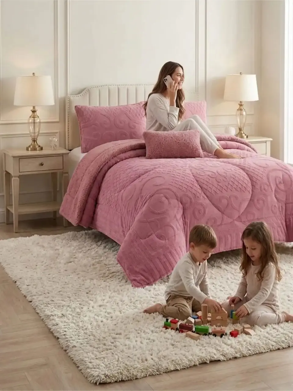 Cubrecama Plumón Jacquard Premium 2 Plazas Invierno Térmico 4