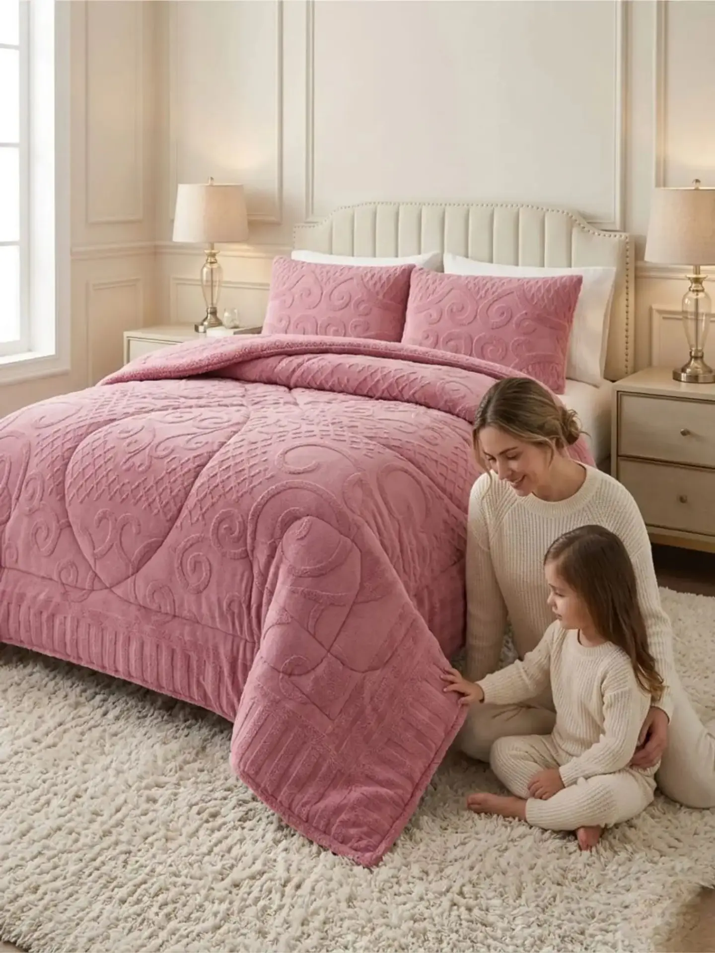 Cubrecama Plumón Jacquard Premium 2 Plazas Invierno Térmico 7