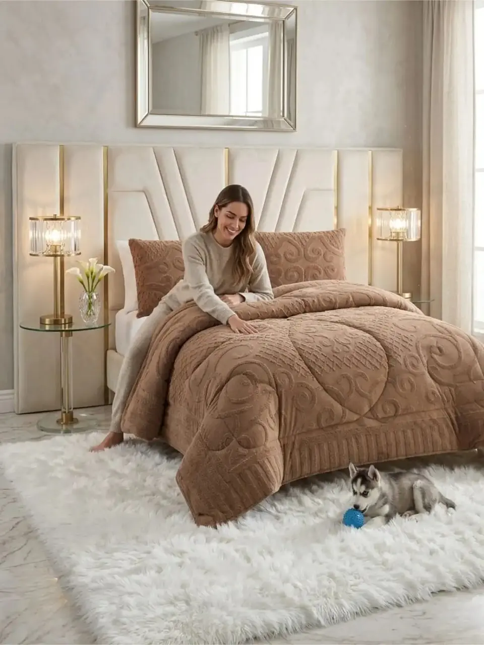 Cubrecama Plumón Jacquard Premium 2 Plazas Invierno Térmico 1