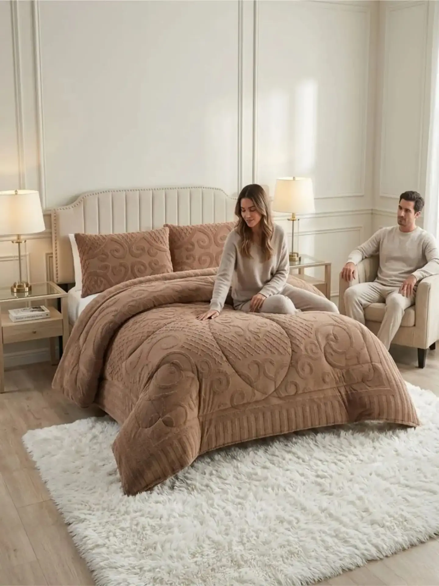 Cubrecama Plumón Jacquard Premium 2 Plazas Invierno Térmico 2