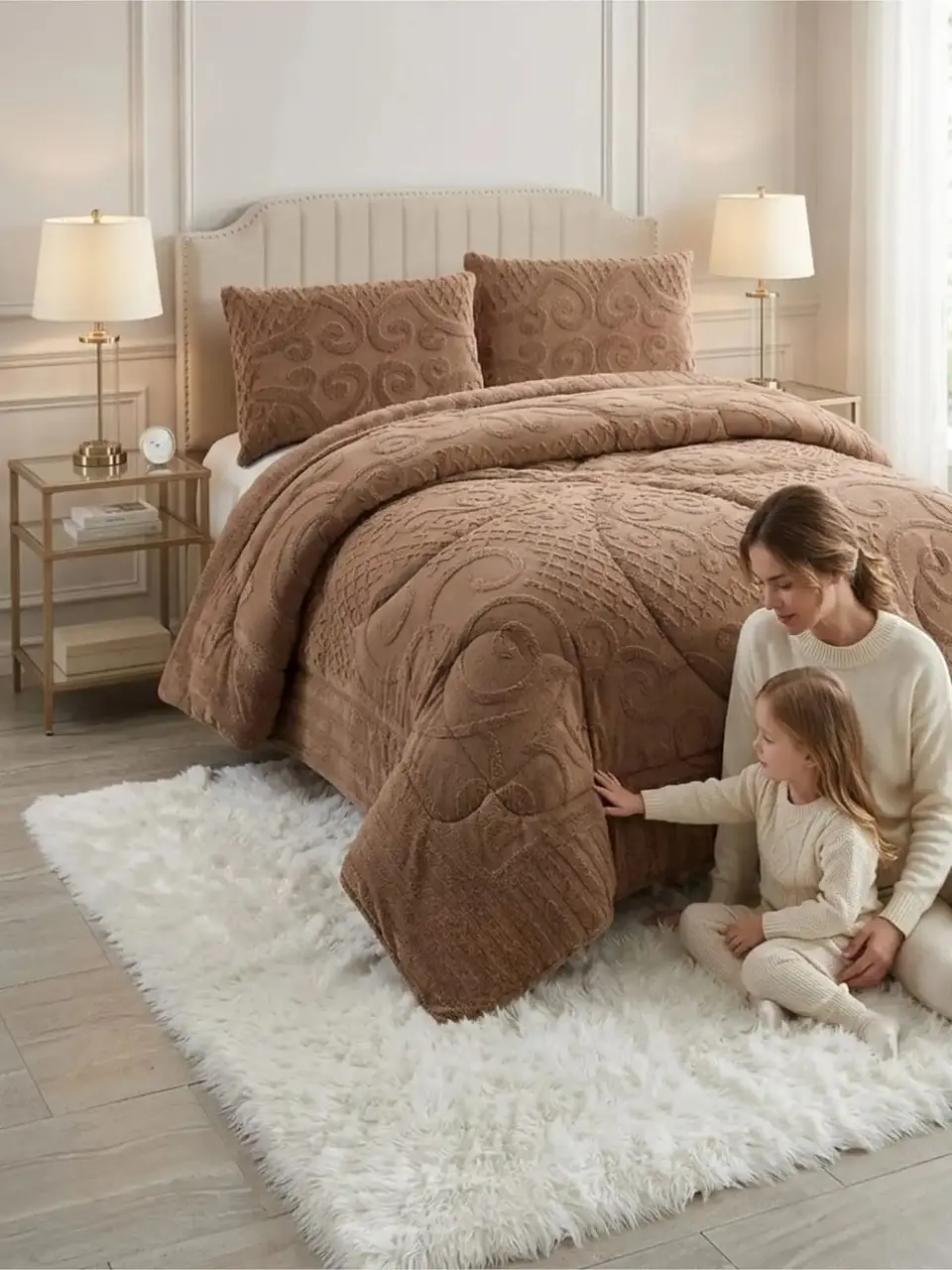 Cubrecama Plumón Jacquard Premium 2 Plazas Invierno Térmico 4
