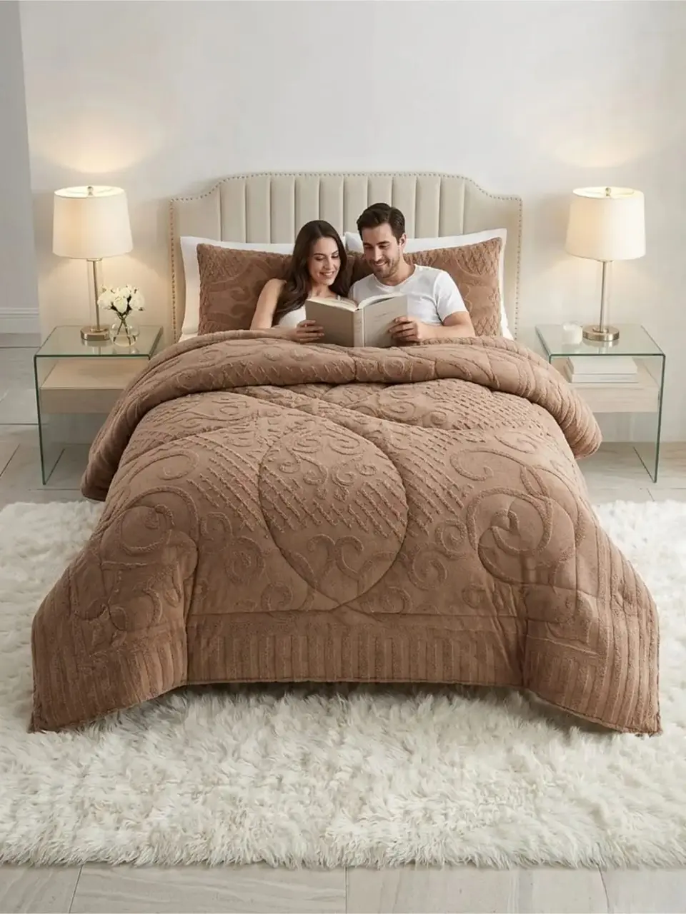 Cubrecama Plumón Jacquard Premium 2 Plazas Invierno Térmico 5