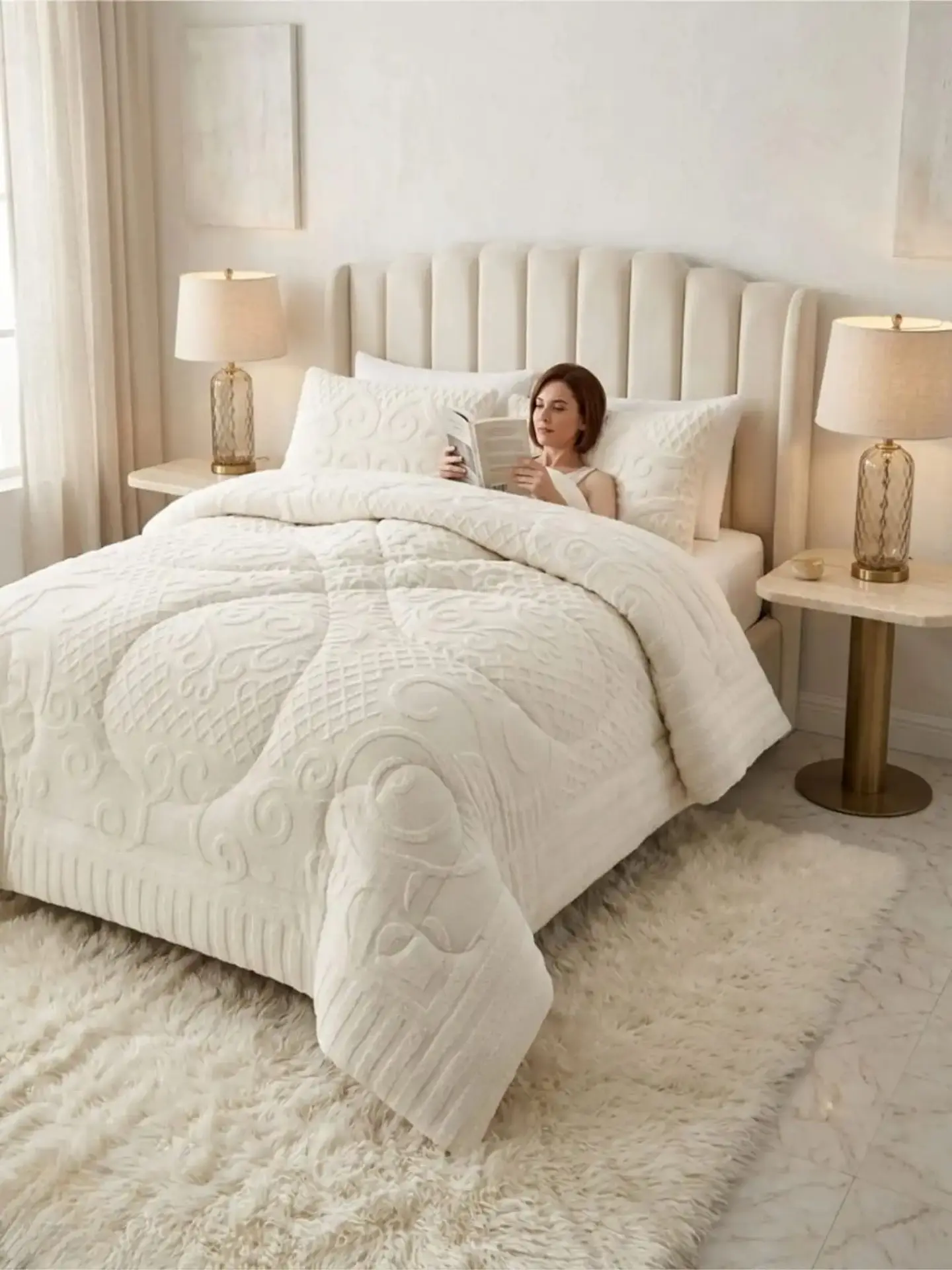 Cubrecama Plumón Jacquard Premium 2 Plazas Invierno Térmico 2