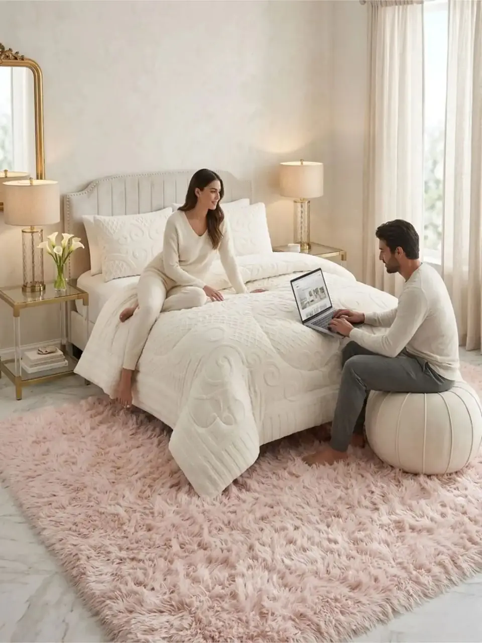 Cubrecama Plumón Jacquard Premium 2 Plazas Invierno Térmico 4