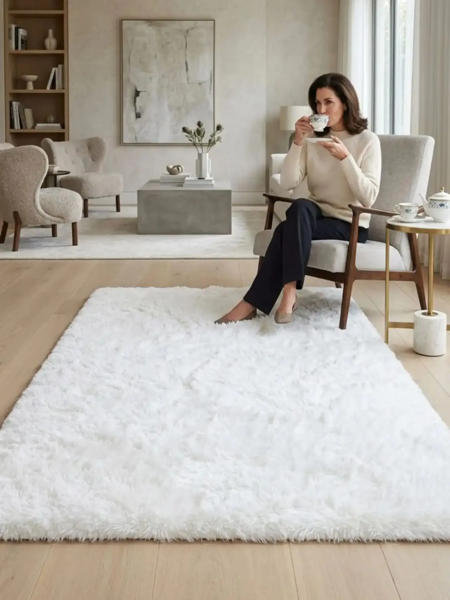 Alfombra Shaggy Pelo Largo 150x200 Cm Suave Living Dormitorio 1
