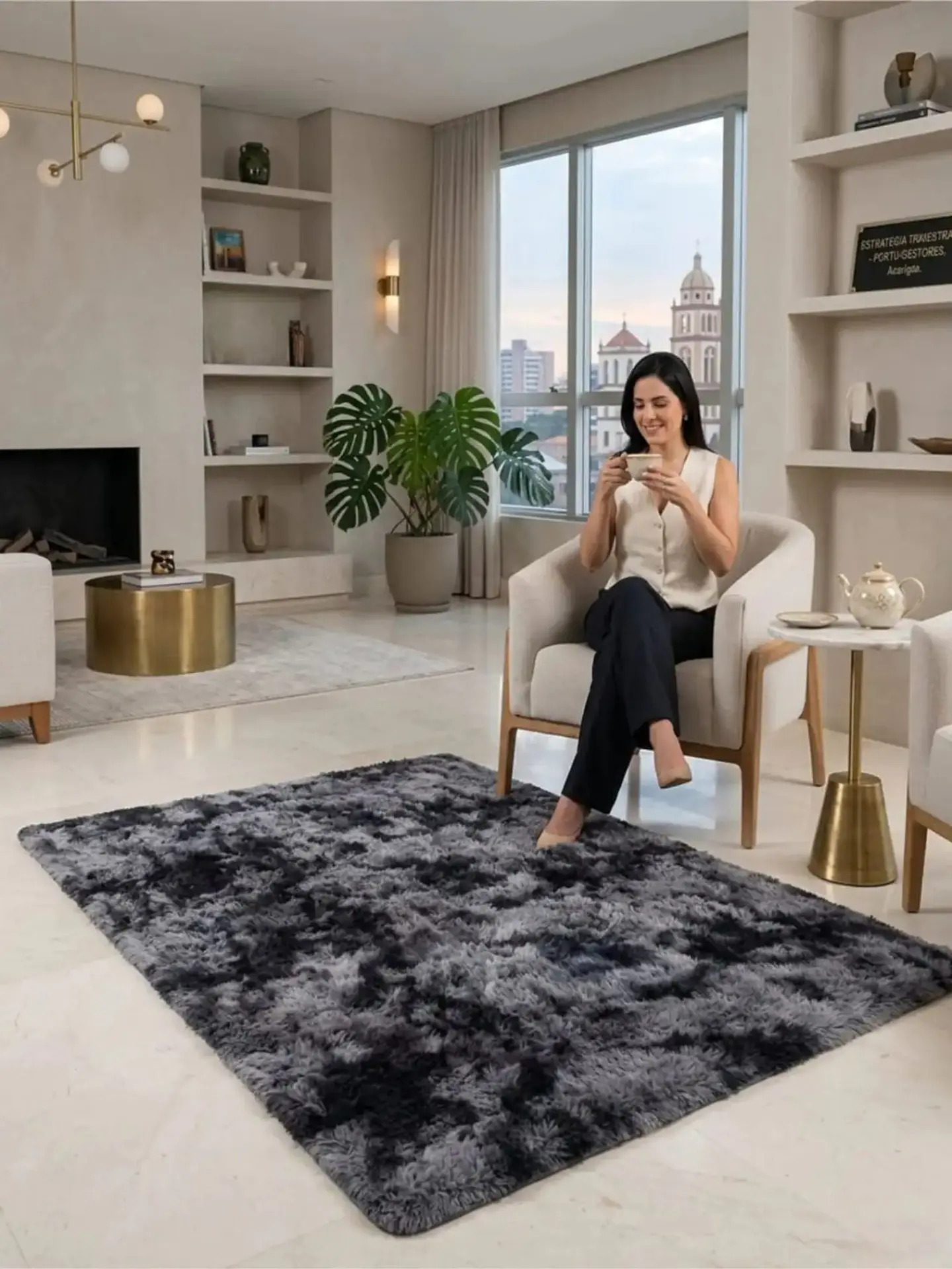 Alfombra Shaggy Pelo Largo 150x200 Cm Suave Living Dormitorio 1