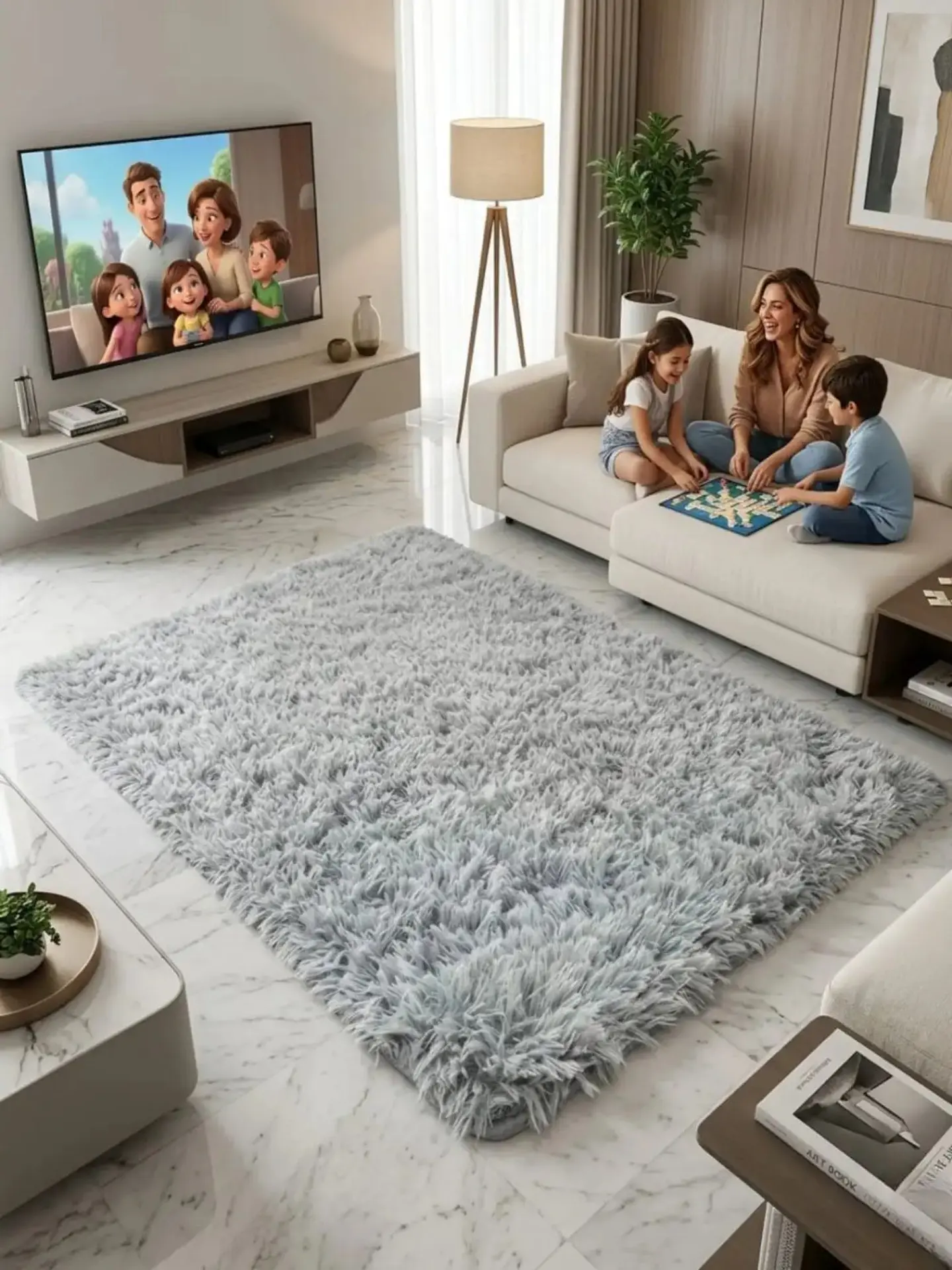 Alfombra Shaggy Pelo Largo 150x200 Cm Suave Living Dormitorio 4