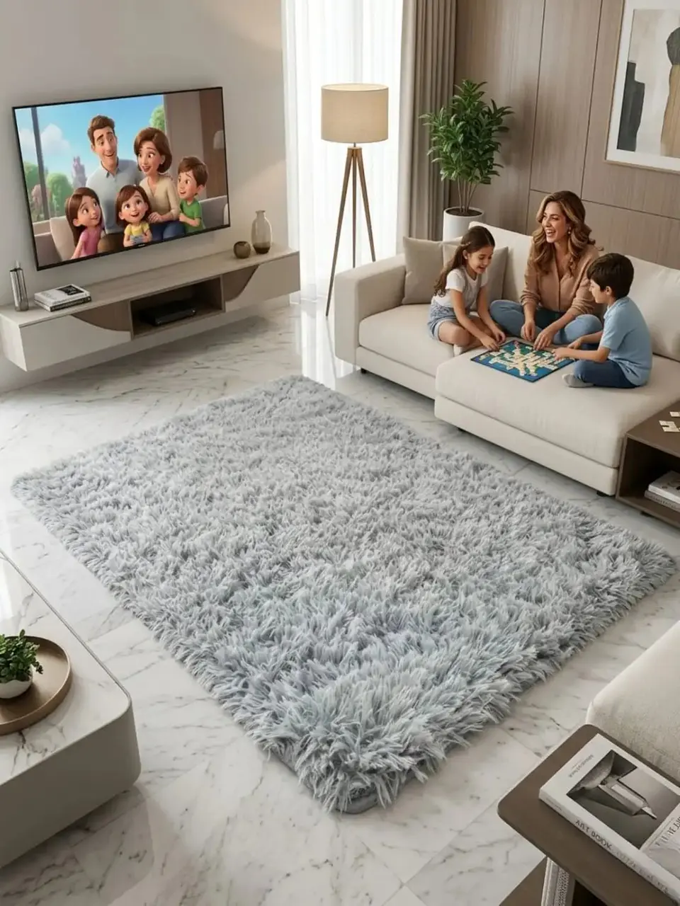 Alfombra Shaggy Pelo Largo 150x200 Cm Suave Living Dormitorio 4